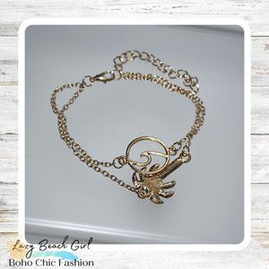 Layered Gold Wave & Palm Tree Bracelet